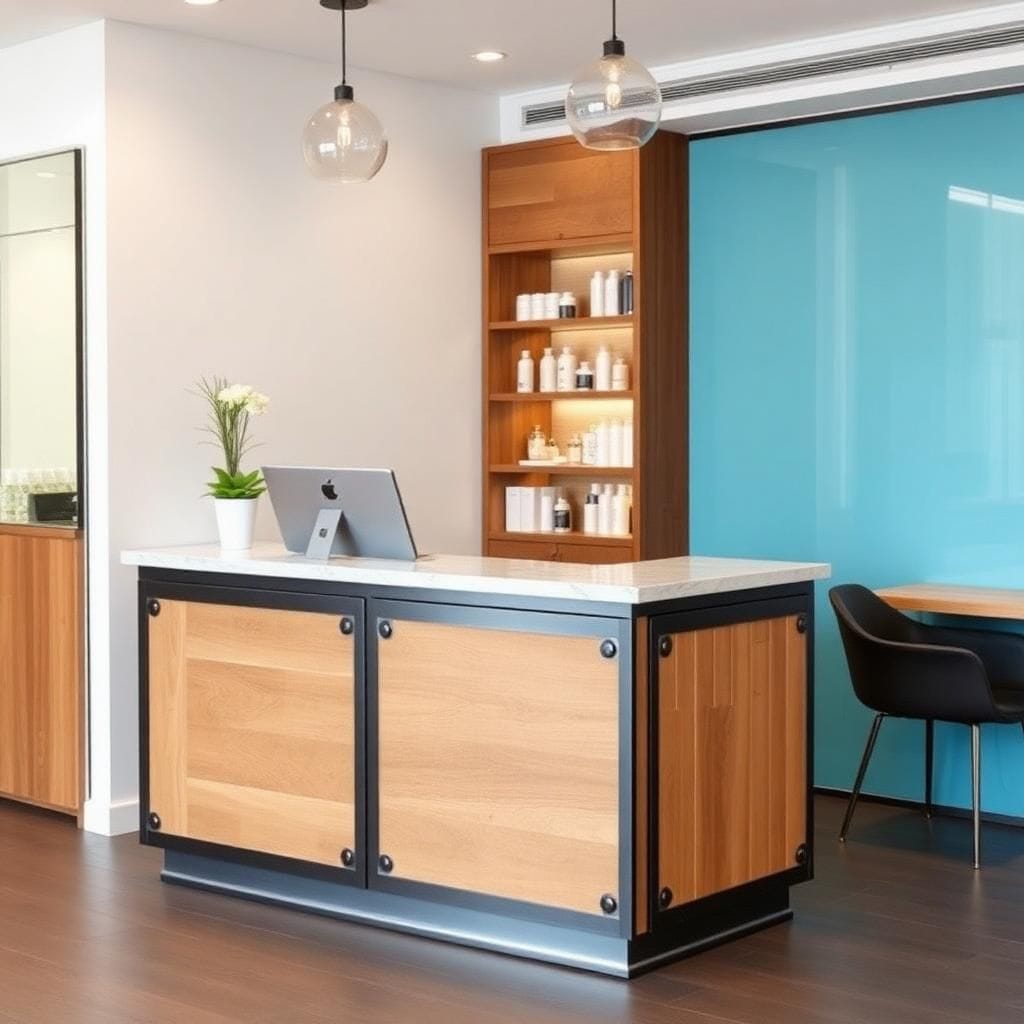 Quầy thu ngân gỗ công nghiệp phủ Laminate Quầy thu ngân gỗ công nghiệp phủ Laminate