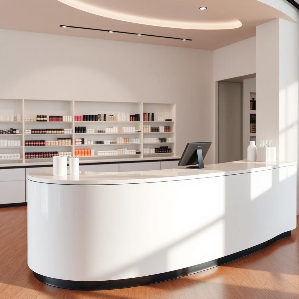 Quầy thu ngân gỗ công nghiệp phủ Laminate Quầy thu ngân gỗ công nghiệp phủ Laminate