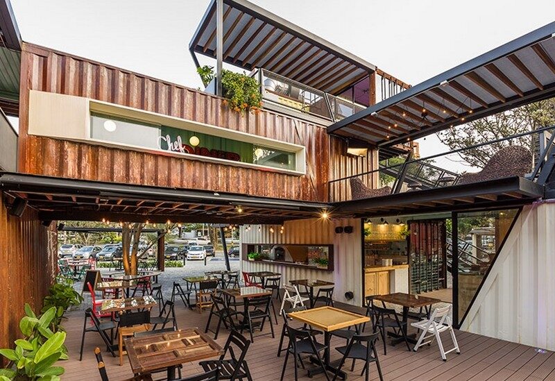 Thi Công Quán Cafe Khung Sắt 2 Quán cafe khung thép 2 tầng