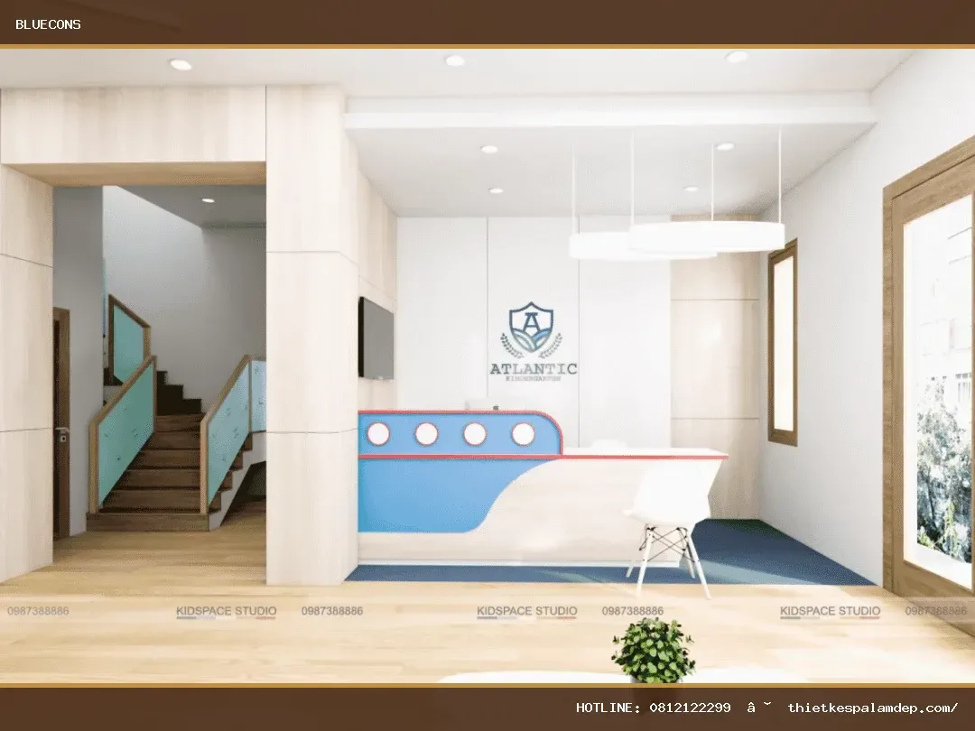 Quầy lễ tân 3 người – hình ảnh Bluecons