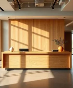 Quầy lễ tân bằng gỗ công nghiệp MDF