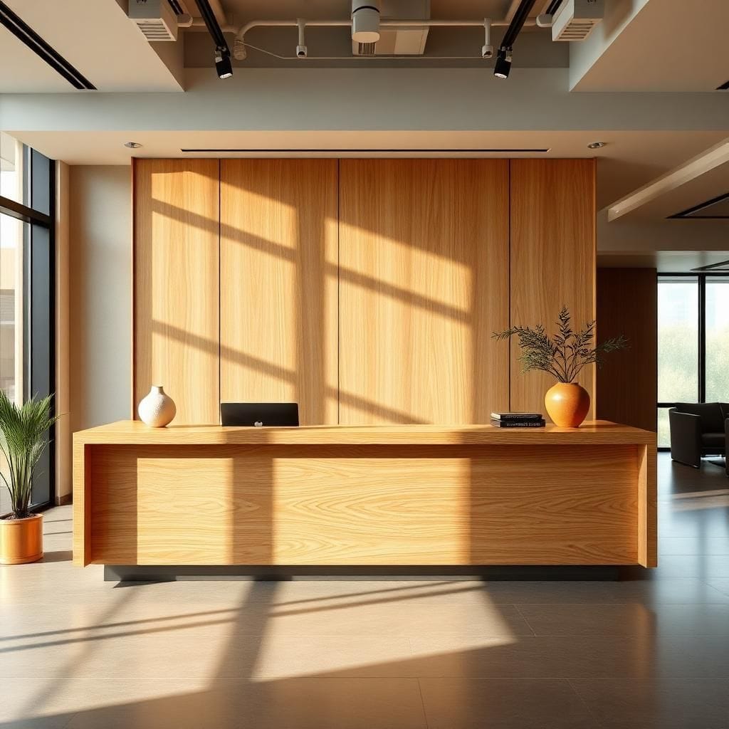 Quầy lễ tân bằng gỗ công nghiệp MDF Quầy lễ tân bằng gỗ công nghiệp MDF