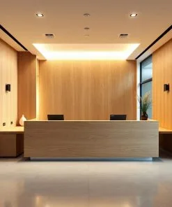 Quầy lễ tân bằng gỗ công nghiệp MDF