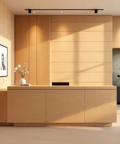 Quầy lễ tân bằng gỗ công nghiệp MDF