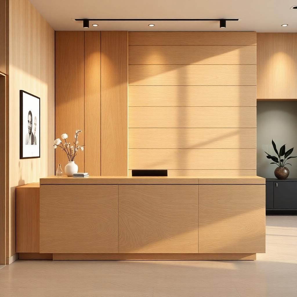 Quầy lễ tân bằng gỗ công nghiệp MDF Quầy lễ tân bằng gỗ công nghiệp MDF