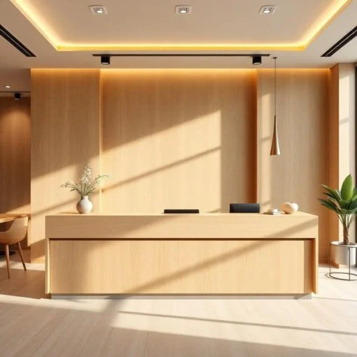 Quầy lễ tân bằng gỗ công nghiệp MDF