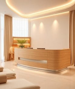 Quầy lễ tân bằng gỗ công nghiệp MDF 14 Quầy lễ tân bằng gỗ công nghiệp MDF