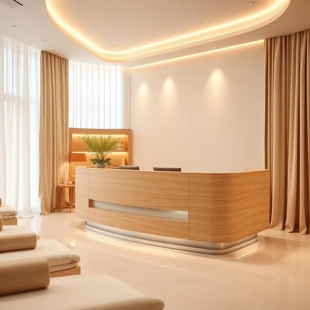 Quầy lễ tân bằng gỗ công nghiệp MDF