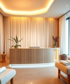 Quầy lễ tân bằng gỗ công nghiệp MDF 11 Quầy lễ tân bằng gỗ công nghiệp MDF