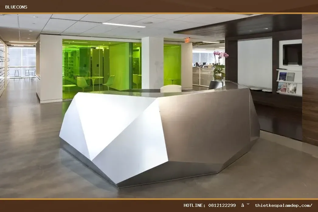 Quầy lễ tân cho showroom – hình ảnh Bluecons