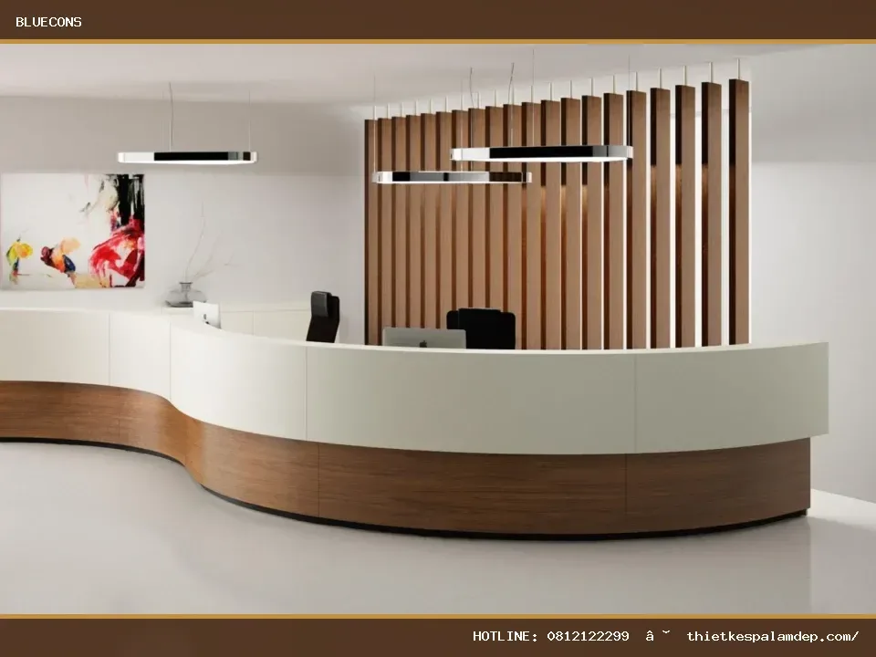Quầy lễ tân cho showroom – hình ảnh Bluecons