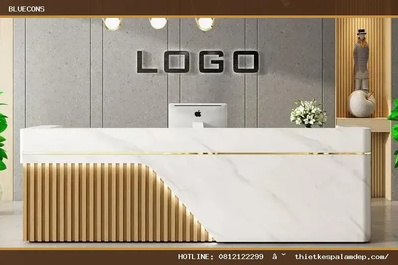 Quầy lễ tân cho showroom – hình ảnh Bluecons