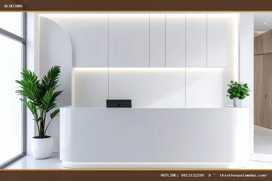 Quầy lễ tân chữ I – hình ảnh Bluecons