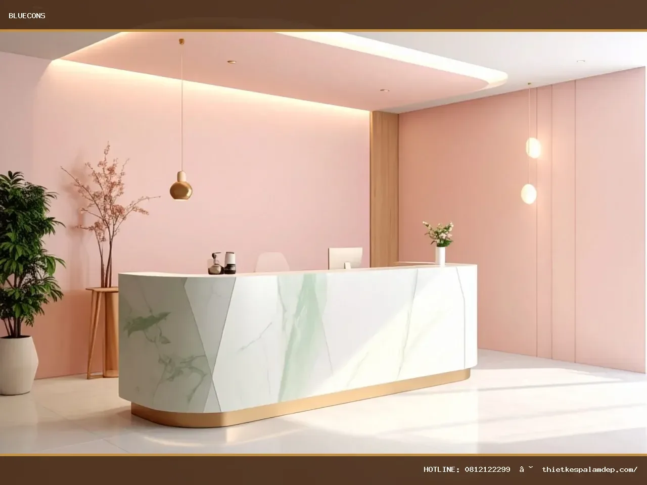 Quầy lễ tân chữ I – hình ảnh Bluecons