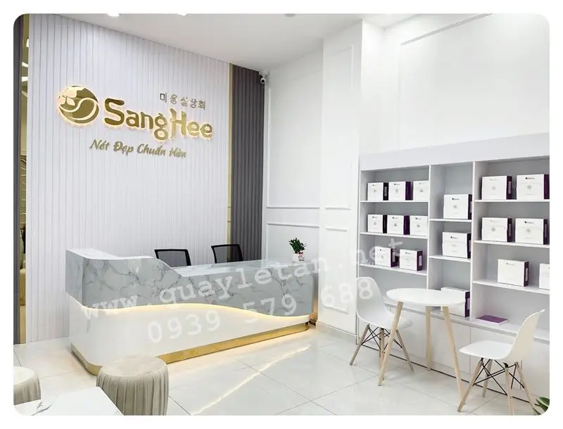 Quầy lễ tân chữ L đẹp