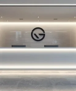 Mẫu quầy lễ tân chữ L hiện đại