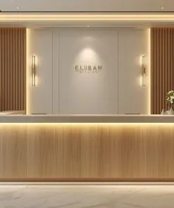 Mẫu quầy lễ tân chữ L hiện đại