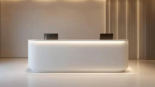 Mẫu quầy lễ tân chữ L hiện đại