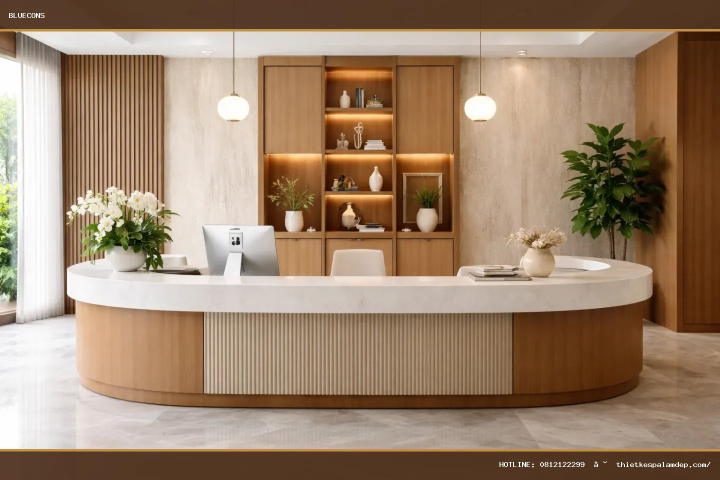 Quầy lễ tân chữ U – ảnh minh họa Bluecons