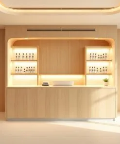 Quầy lễ tân có kệ trưng bày