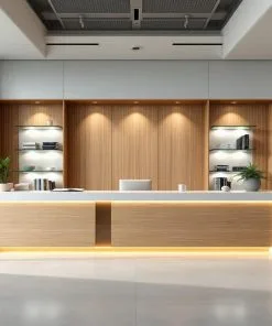 Quầy lễ tân có kệ trưng bày