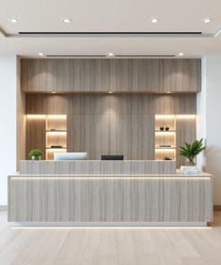 Quầy lễ tân có kệ trưng bày