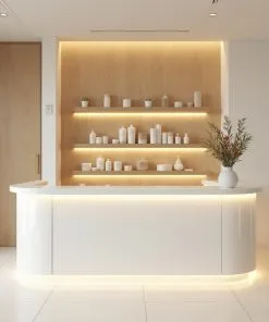 Quầy lễ tân có kệ trưng bày