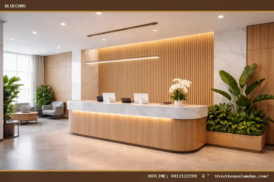 Quầy lễ tân công ty – ảnh minh họa Bluecons