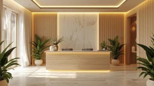 Quầy lễ tân gỗ cao cấp