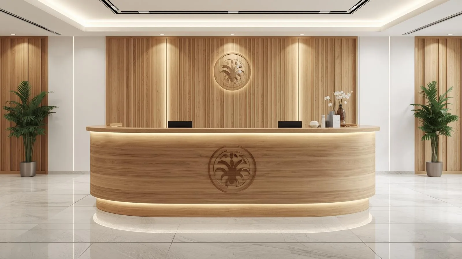 Quầy lễ tân gỗ cao cấp