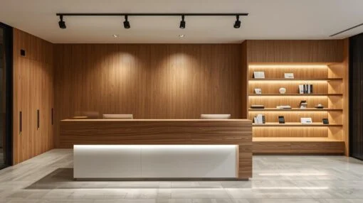 Quầy lễ tân gỗ công nghiệp chống ẩm