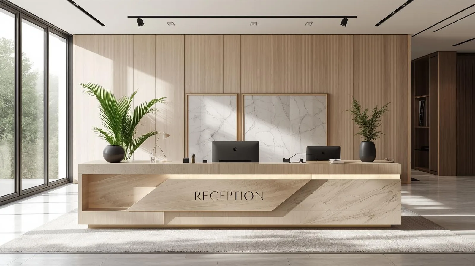 Quầy lễ tân gỗ công nghiệp chống ẩm