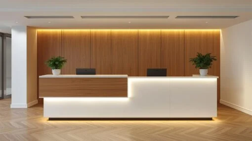 Quầy lễ tân gỗ công nghiệp chống trầy