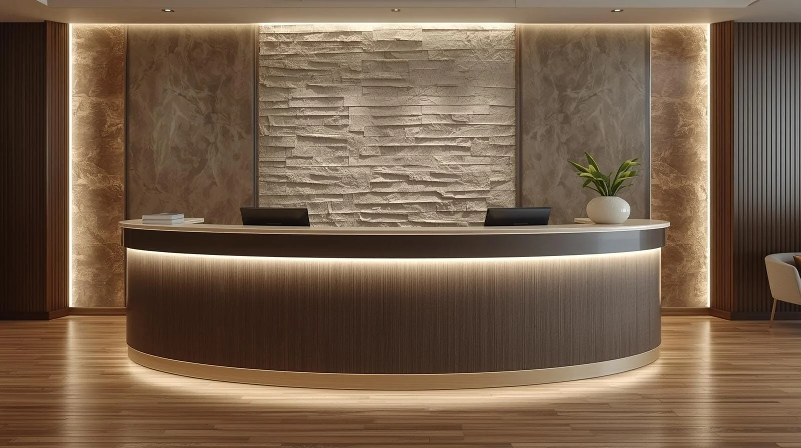 Quầy lễ tân gỗ MDF phủ Melamine sang trọng