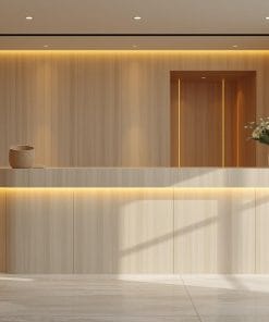 Quầy lễ tân gỗ thiết kế theo phong cách Hàn