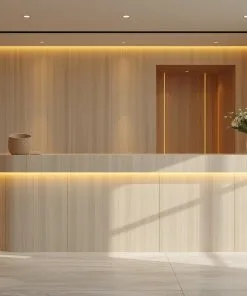 Quầy lễ tân gỗ thiết kế theo phong cách Hàn