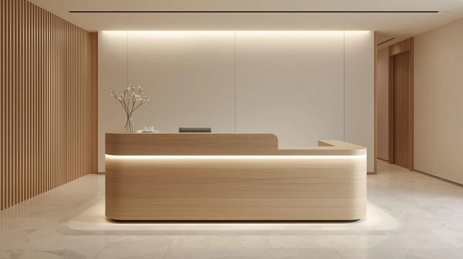 Quầy lễ tân gỗ thiết kế theo phong cách Hàn