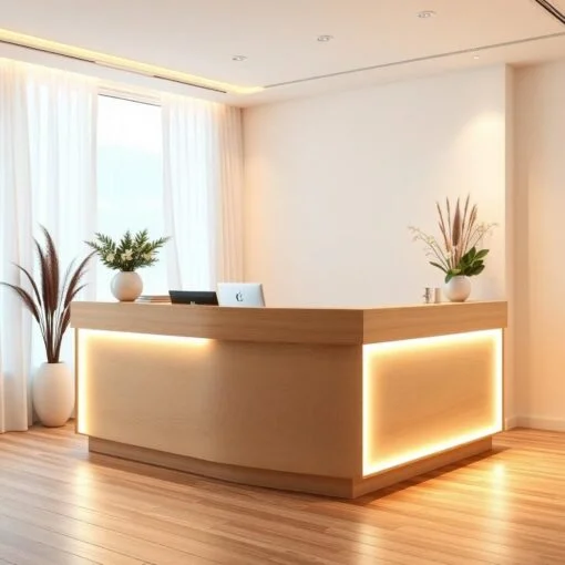 Quầy lễ tân kết hợp đèn LED