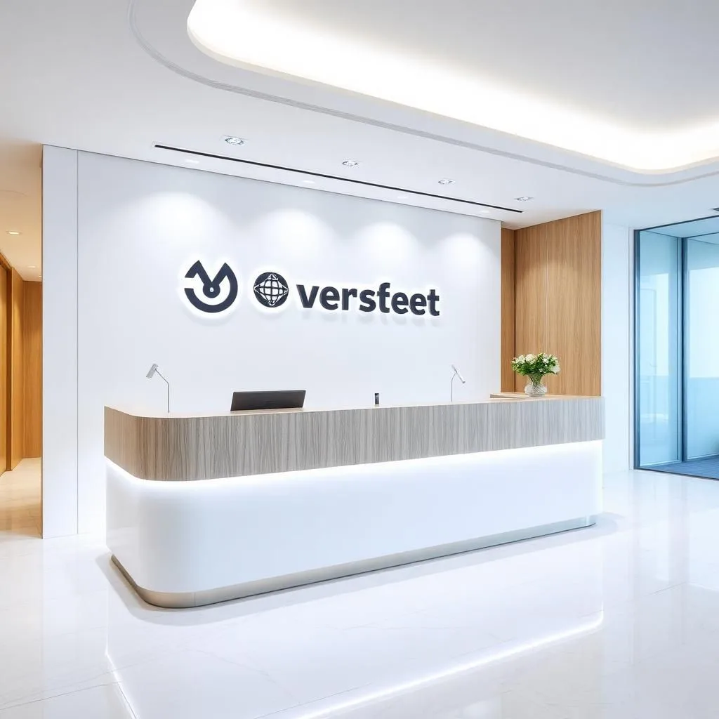 Quầy lễ tân kết hợp đèn LED