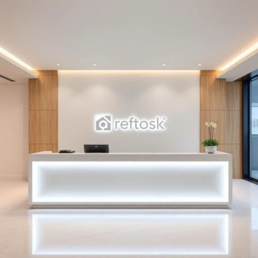 Quầy lễ tân kết hợp đèn LED