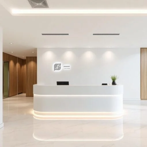 Quầy lễ tân kết hợp đèn LED