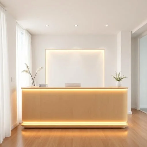 Quầy lễ tân kết hợp đèn LED