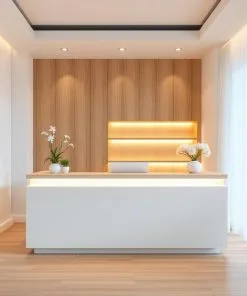 Quầy lễ tân kết hợp đèn LED