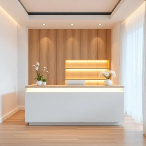 Quầy lễ tân kết hợp đèn LED