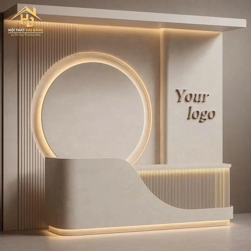Quầy lễ tân chữ L cho khách sạn đẹp đẳng cấp