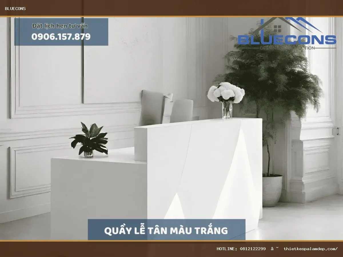 Quầy lễ tân màu trắng – hình ảnh Bluecons