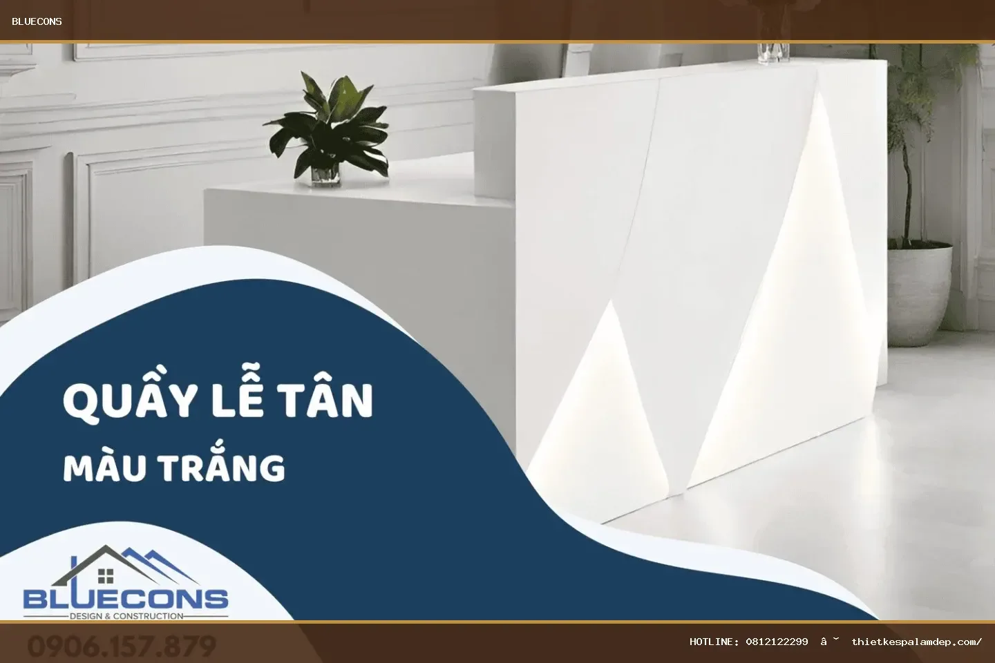 Quầy lễ tân màu trắng – hình ảnh Bluecons