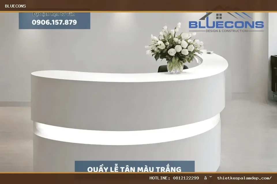 Quầy lễ tân màu trắng – hình ảnh Bluecons
