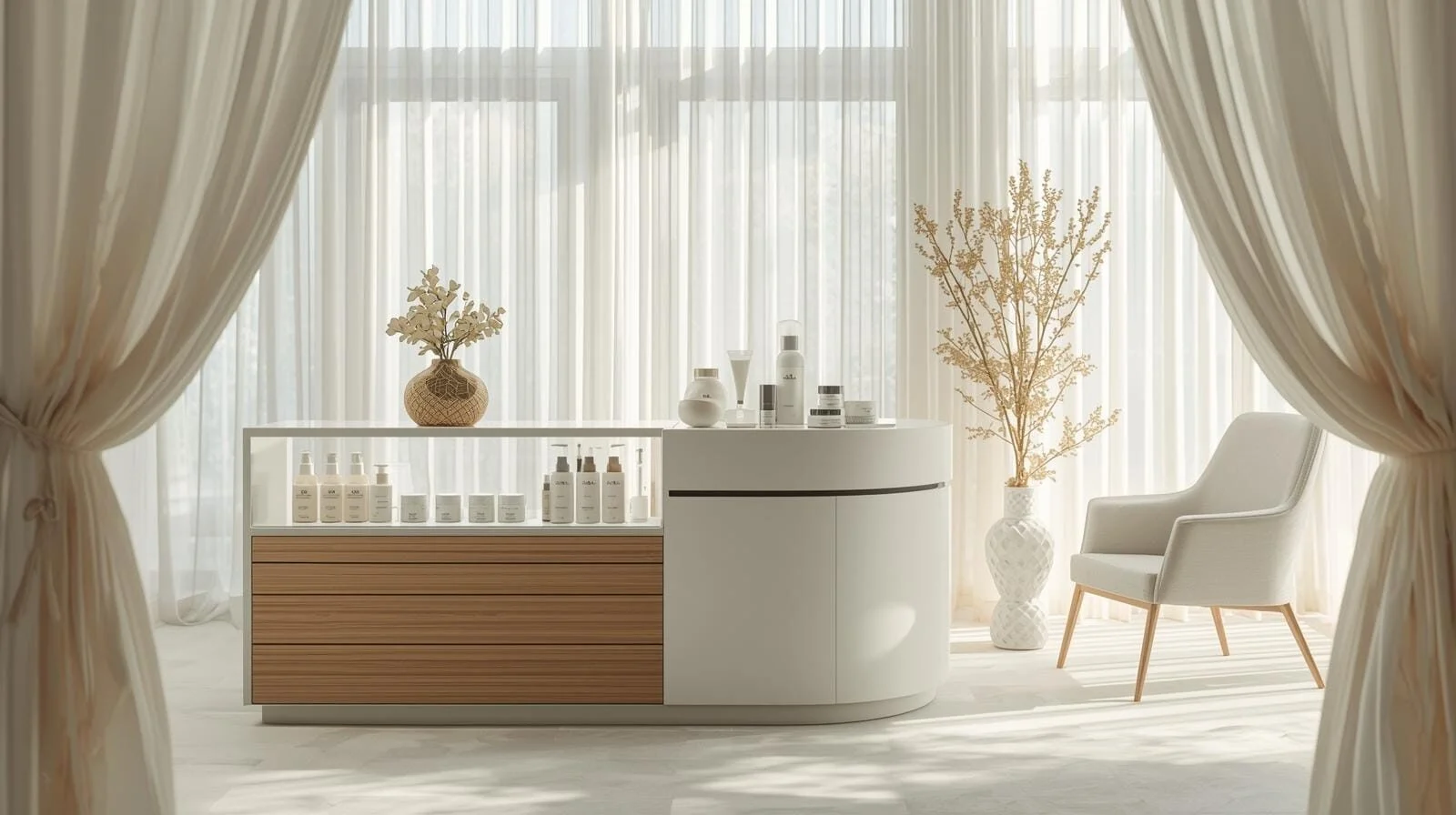 quầy lễ tân nhỏ gọn cho không gian hạn chế