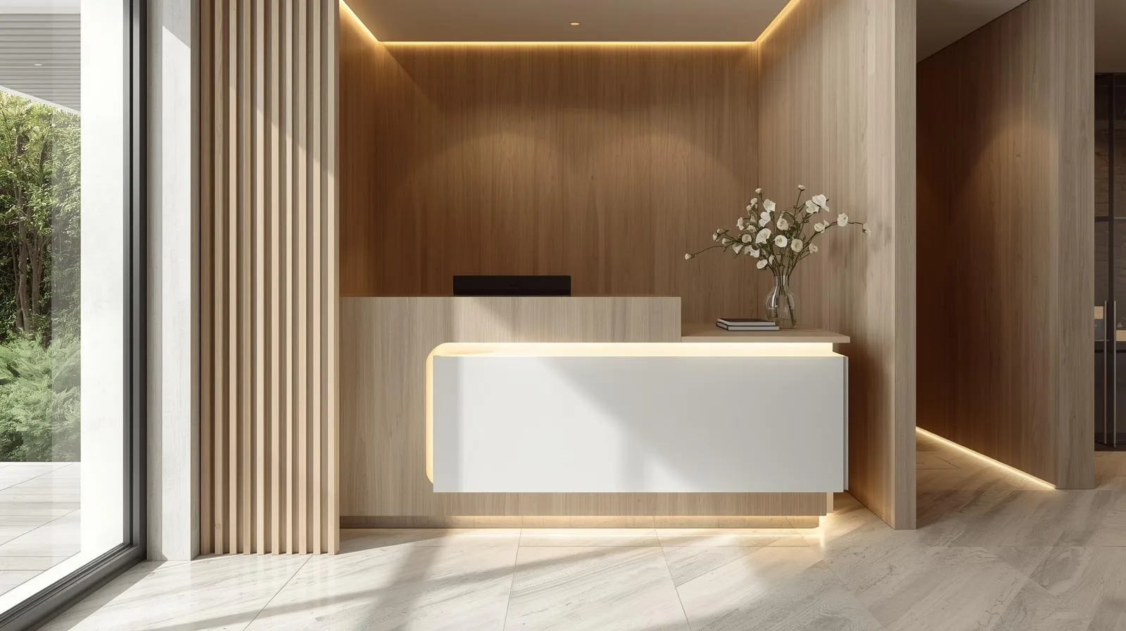 Quầy lễ tân nhỏ gọn cho không gian hạn chế